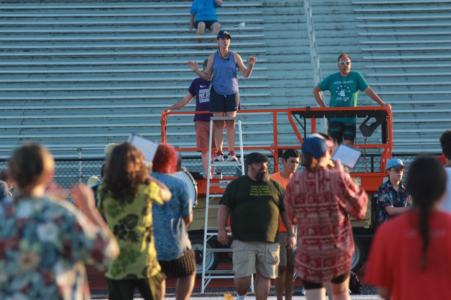 Reed conducts the band during Band Camp