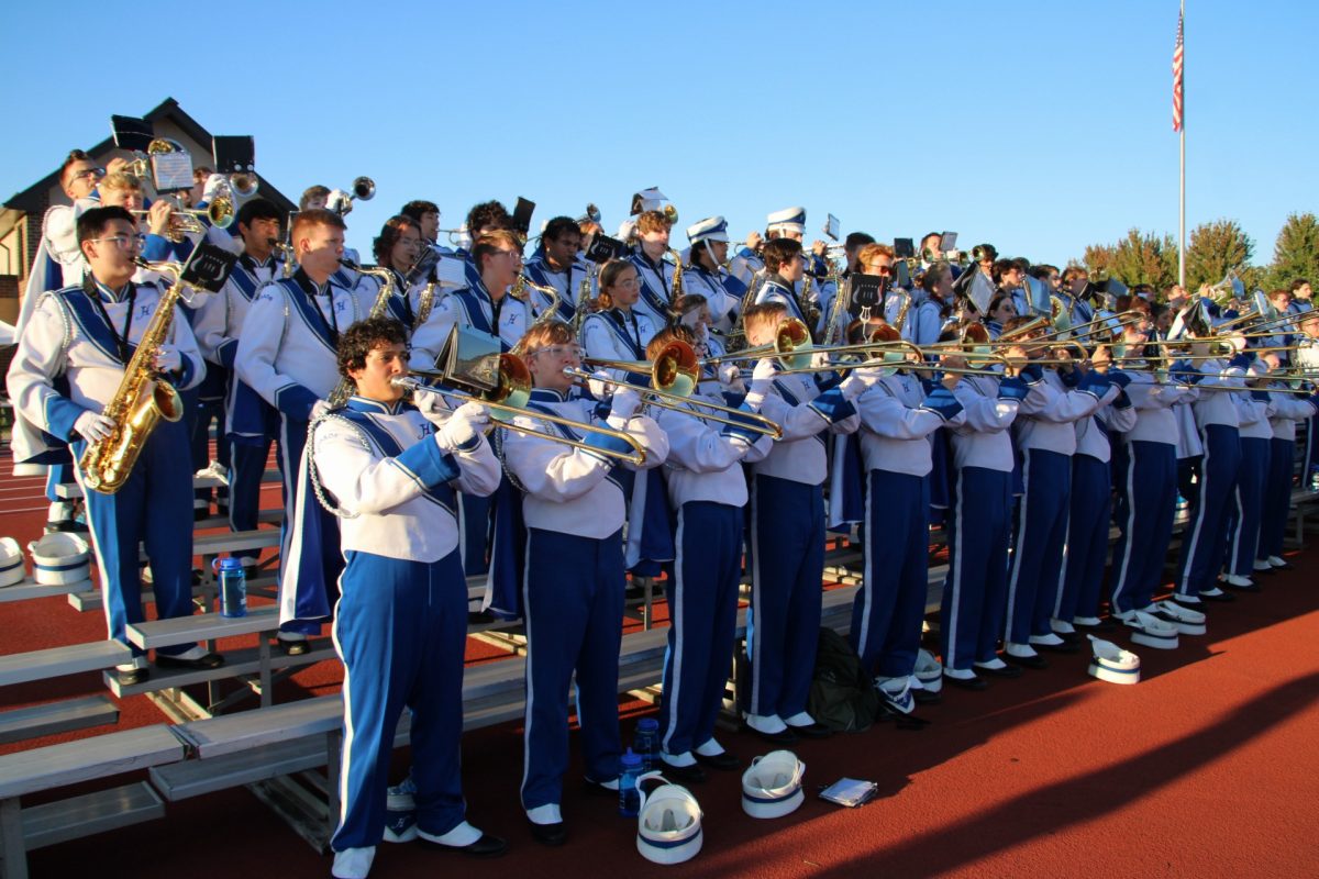 The Marching Band plays during Hudson's first home game of the season against Cleveland Heights.