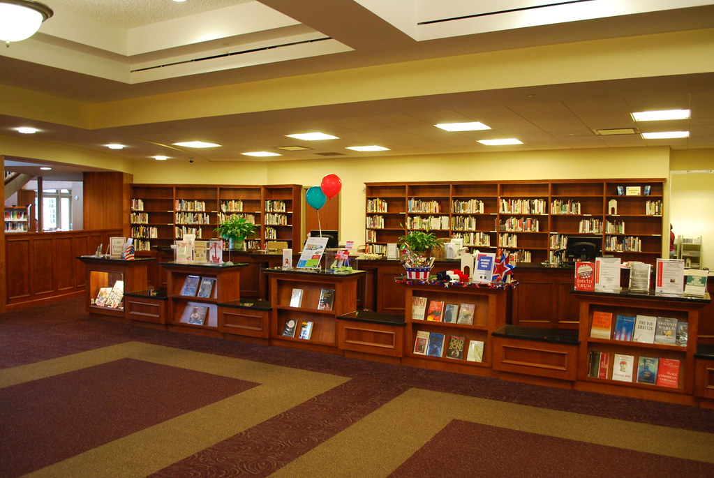 The inside of Hudson Library and Historical Society. Hudson Library & Historical Society - Digital Bookmobile by Digital Bookmobile is licensed under CC BY 2.0 Deed