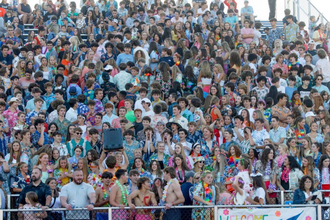 For the first home game of the season, students wore Tropical attire to support the football team as they played against Cleveland Heights.