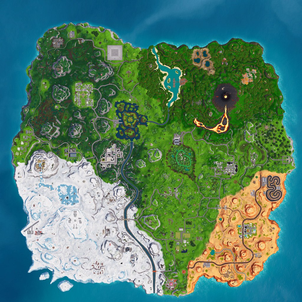 The+map+for+Season+8+of+Fortnite.+This+map+shows+most+of+the+original+places+where+people+loved+to+land+when+beginning+a+new+game+round.+Used+with+permission%2FFlickr.