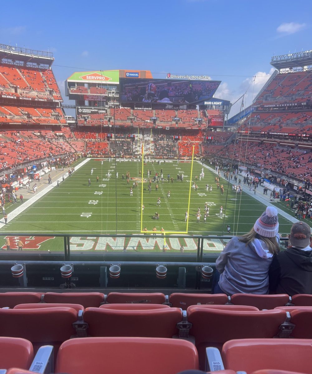 The Browns warm up before their game. Cleveland Browns Stadium is where Joe Flacco and his teammates play their home games.