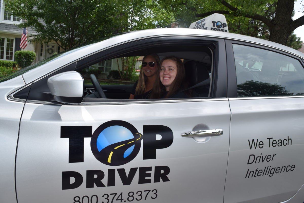 A student taking drivers ed though the Top Driver program practices in-car driving with an instructor. In-car instruction is where students will get hands-on experience operating a vehicle. Used with permission/Top Driver Driving School.