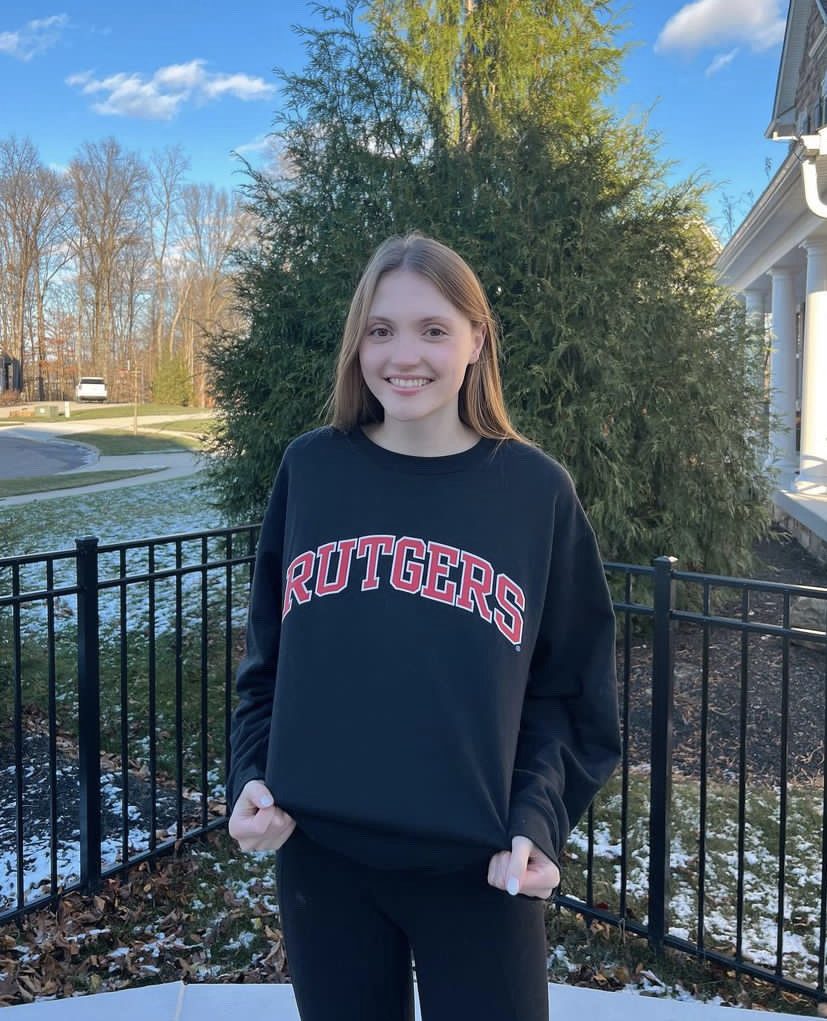 Natalie+Robinson+with+her+Rutgers+University+attire+last+November.+She+will+be+playing+Division+1+volleyball+at+Rutgers+University+next+school+year.