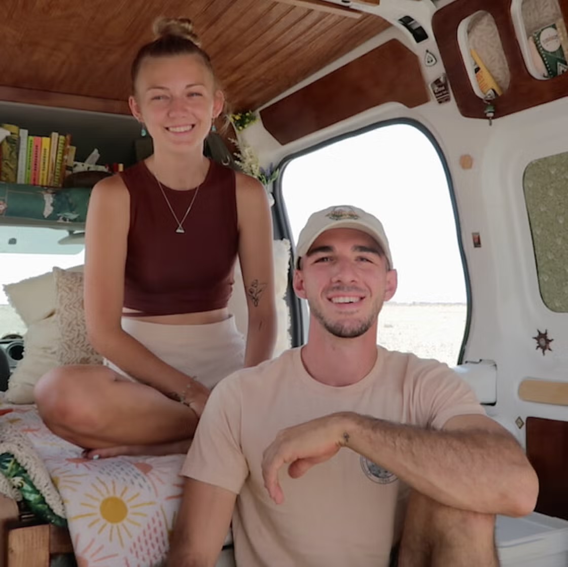 Gabby Petito sits above her boyfriend, Brian Laundrie in their van. Petito was later known to be murdered by Laundrie and her corpse was left in the Grand Teton National Park. Still today her family struggles with the loss of their daughter.
